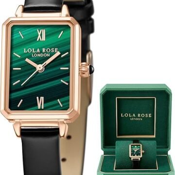 Lola Rose Dainty Women's Wrist Watch: Elegant Green Malachite Timepiece