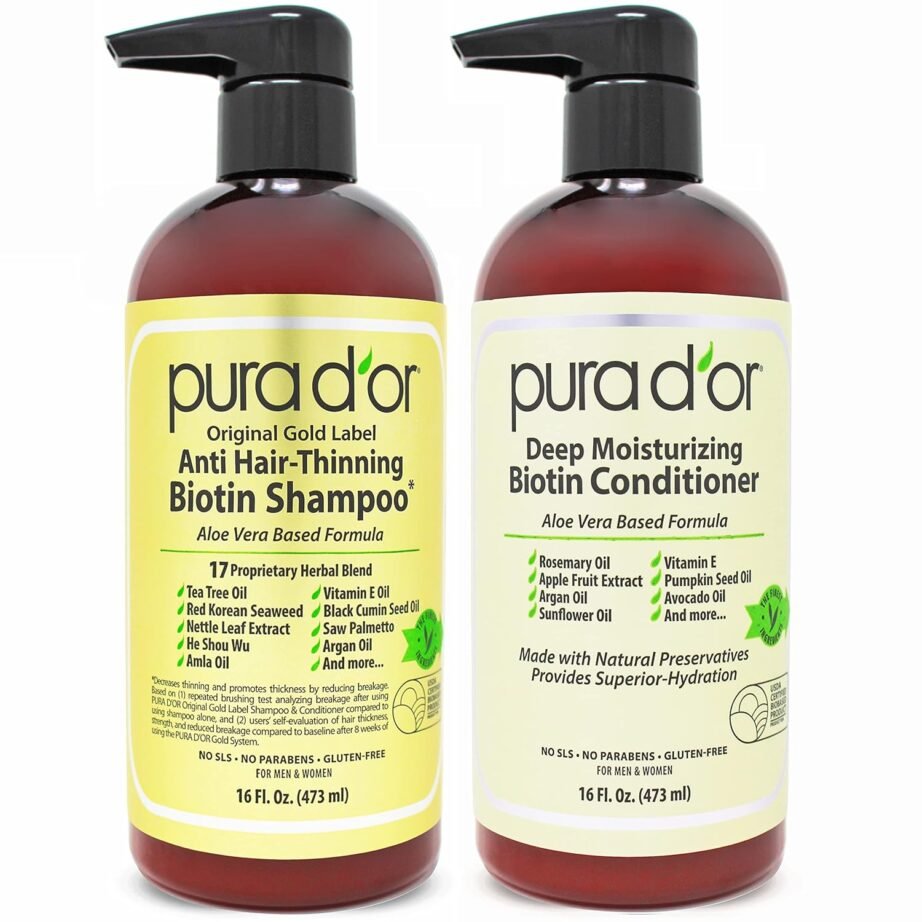 PURA D'OR Anti-Thinning Biotin Shampoo & Conditioner Set