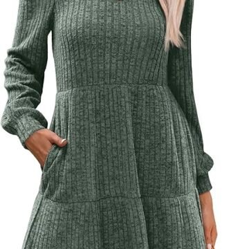 Women's Long Sleeve Fall Babydoll Sweater Dress - Cozy & Chic