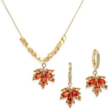 Gold Earrings and Pendant Necklace Set