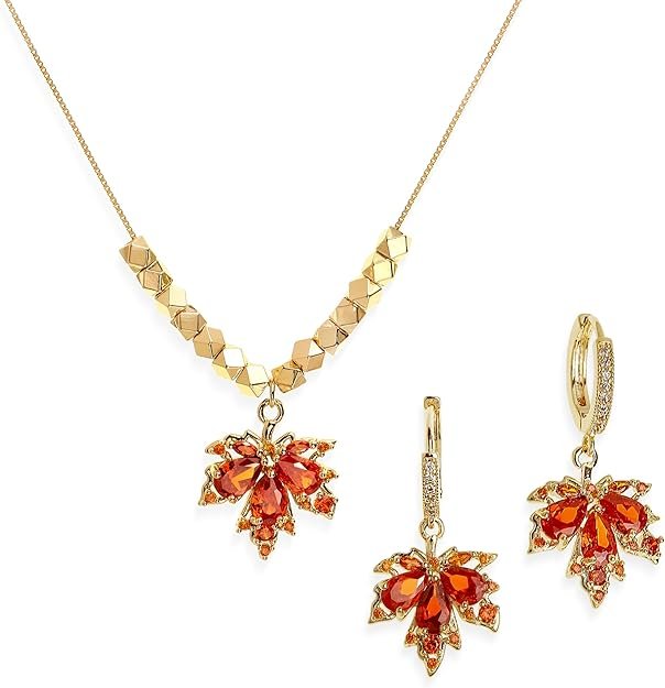 Gold Earrings and Pendant Necklace Set